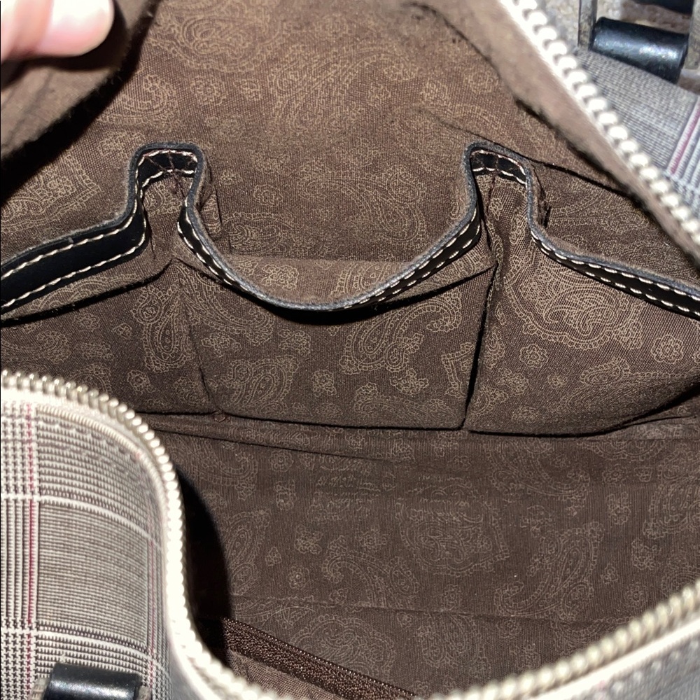 Liz Claiborne Barrel Style Plaid Shoulder Bag - Black and Gray - Picture 8 of 16